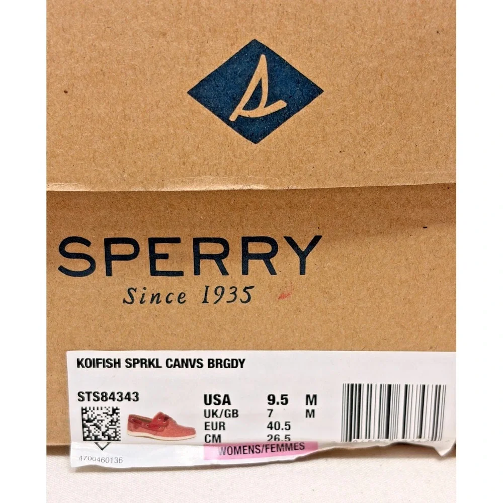 Sperry Koifish Sparkle Canvas Burgundy Women's Boat Shoes Size 9.5 STS84343 Box